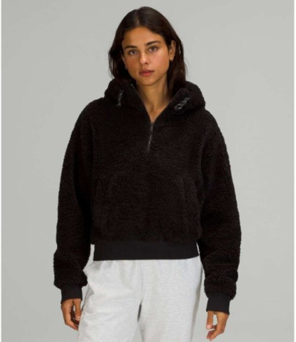 Lululemon Textured Fleece 1/2 Zip Black Size 12